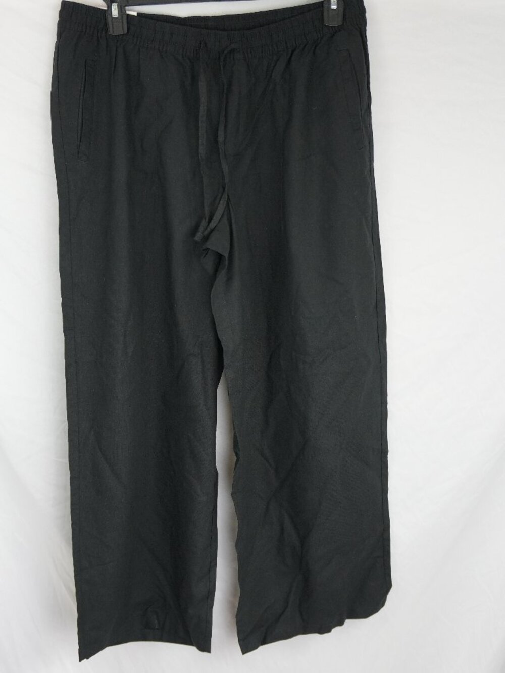 NWT Sierra Womens XL Linen Blend Black Pants with Drawstring Pull on